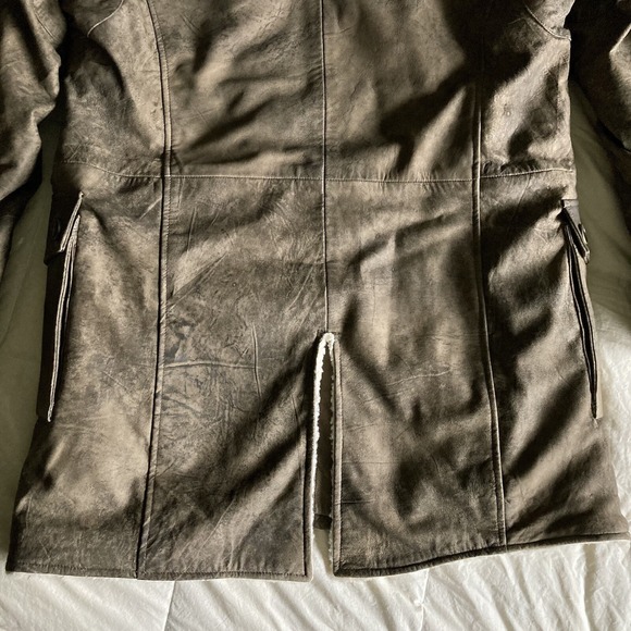 NWOT BIX13 Men's 46 Premium Quality Leather Coat Tom Hardy Bane Faux Shearling - Picture 14 of 16